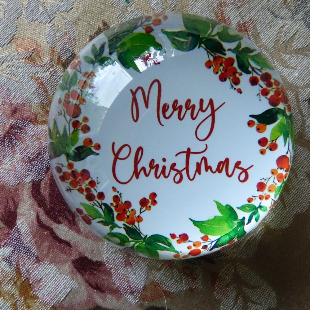 ARTIST HEAVY GLASS DOME PAPERWEIGHTS CHRISTMAS DECORATION NWOT